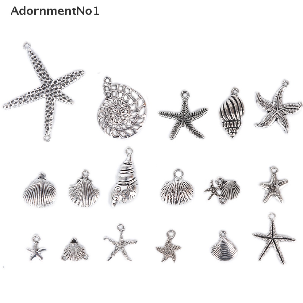 (AdornmentNo1) 17pcs / Set Liontin Silver Tibet Bentuk Bintang Laut / Kerang Untuk DIY Perhiasan Charms