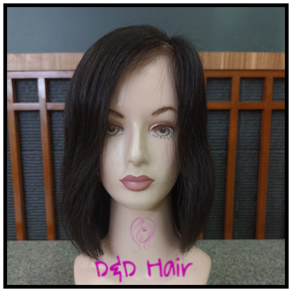 Wig Rambut Asli - Wig Wanita - Wig Bob-2 25cm - Black - Human Hair