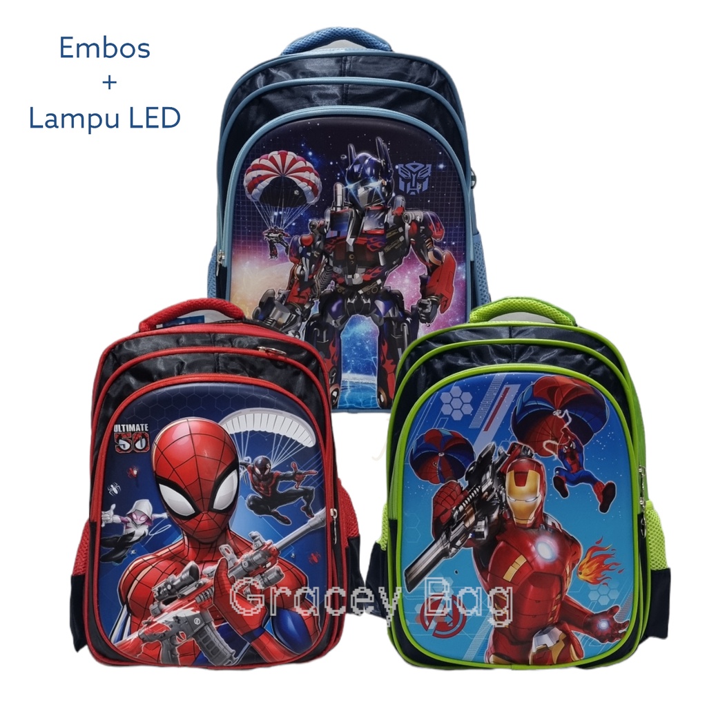 GB-47176B Tas Ransel Anak Embos + Lampu LED 16&quot;