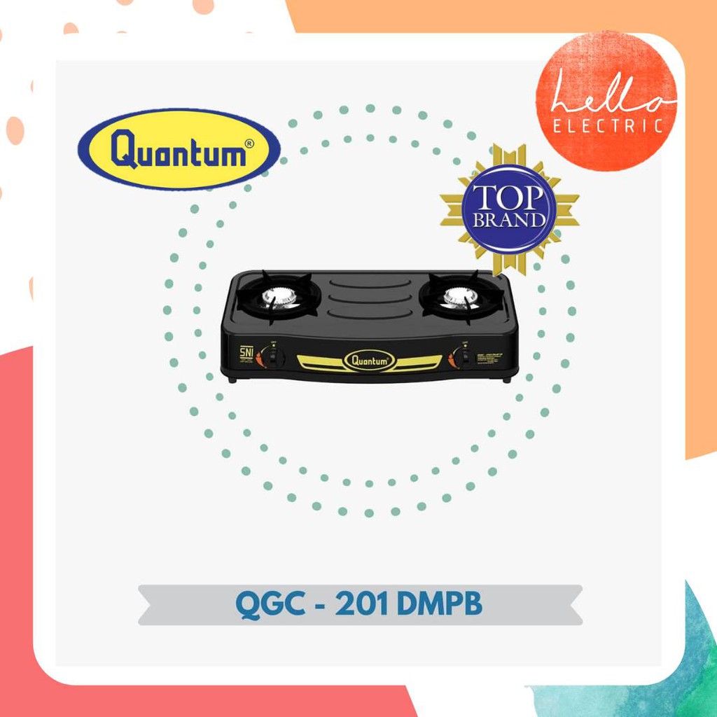 QUANTUM QGC-201 DMPB KOMPOR GAS 2 TUNGKU HITAM BURNER STAINLESS