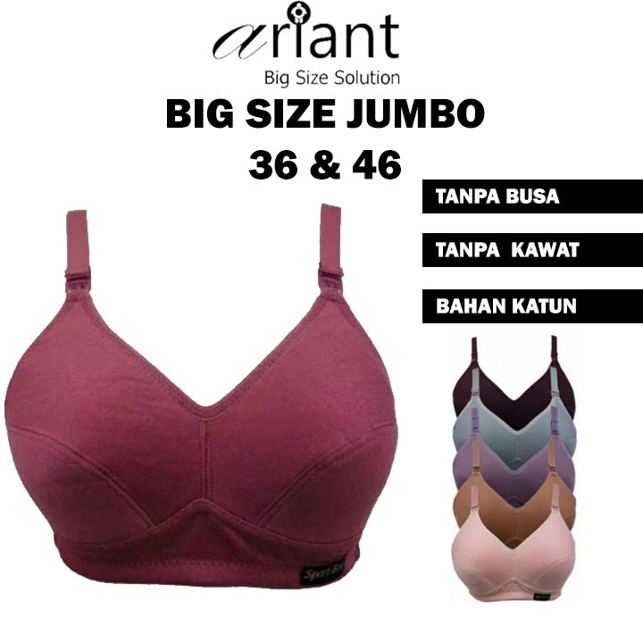 BH JUMBO Sport Bra Wanita Big Size Tanpa Kawat Dan Busa Push Up Cup Besar