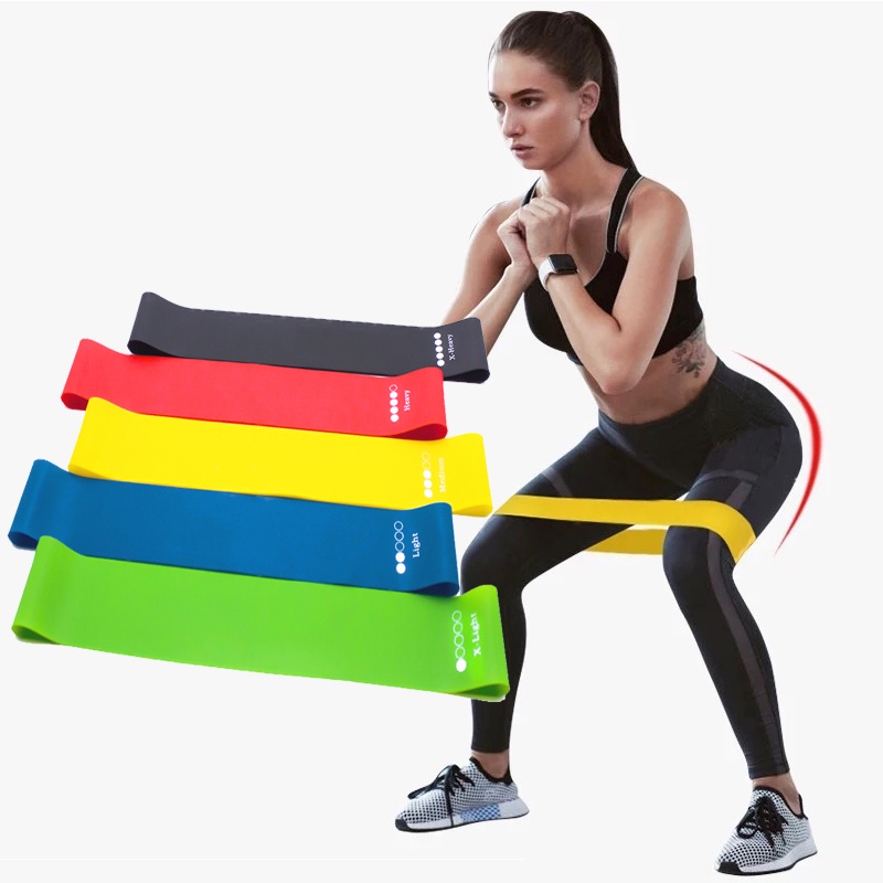 5pcs Strap Resistance Band Bahan Karet Elastis Untuk Yoga / Fitness