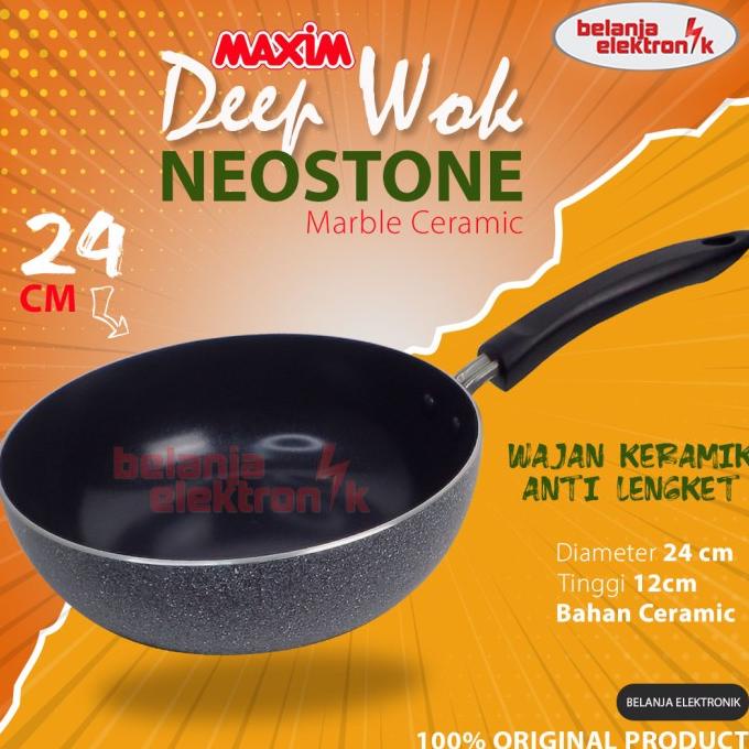 $$$$] FRYPAN WAJAN MAXIM DEEP WOK NEOSTONE 24 CM MARBLE CERAMIC