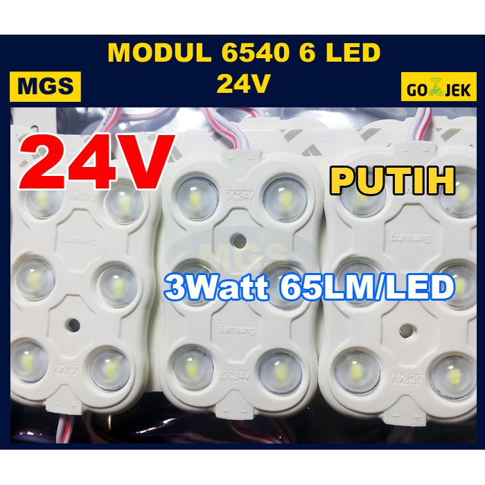 100Pcs Modul 6540 6 LED 24V Putih