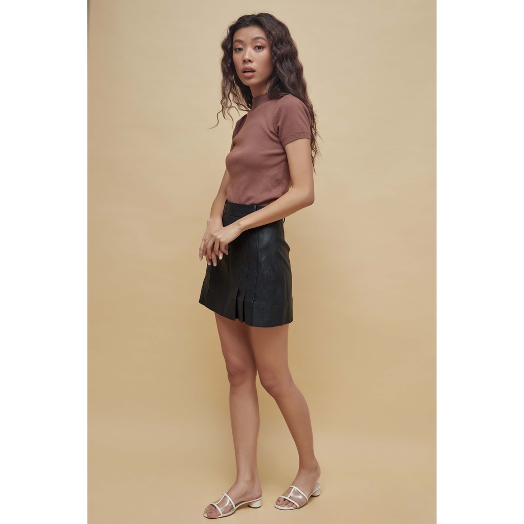 Peach Poppy Stella Leather Skirt - Rok Mini Wanita Faux Leather