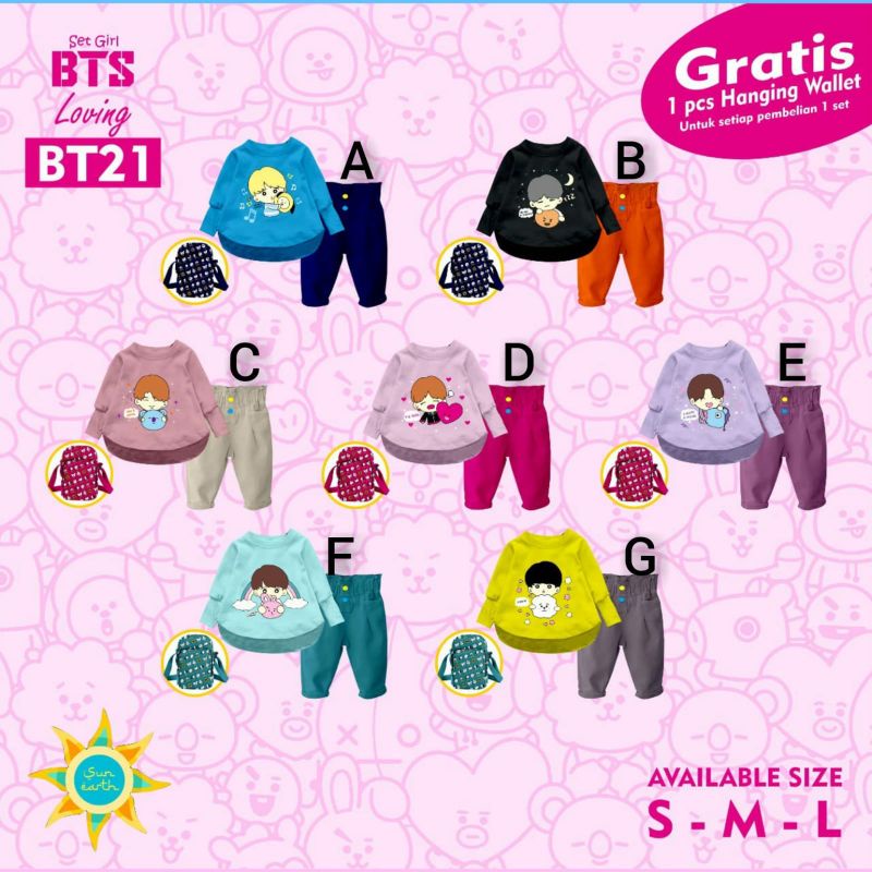 Jual Set Girls BTS Loving BT21 6 -14 Th | Shopee Indonesia