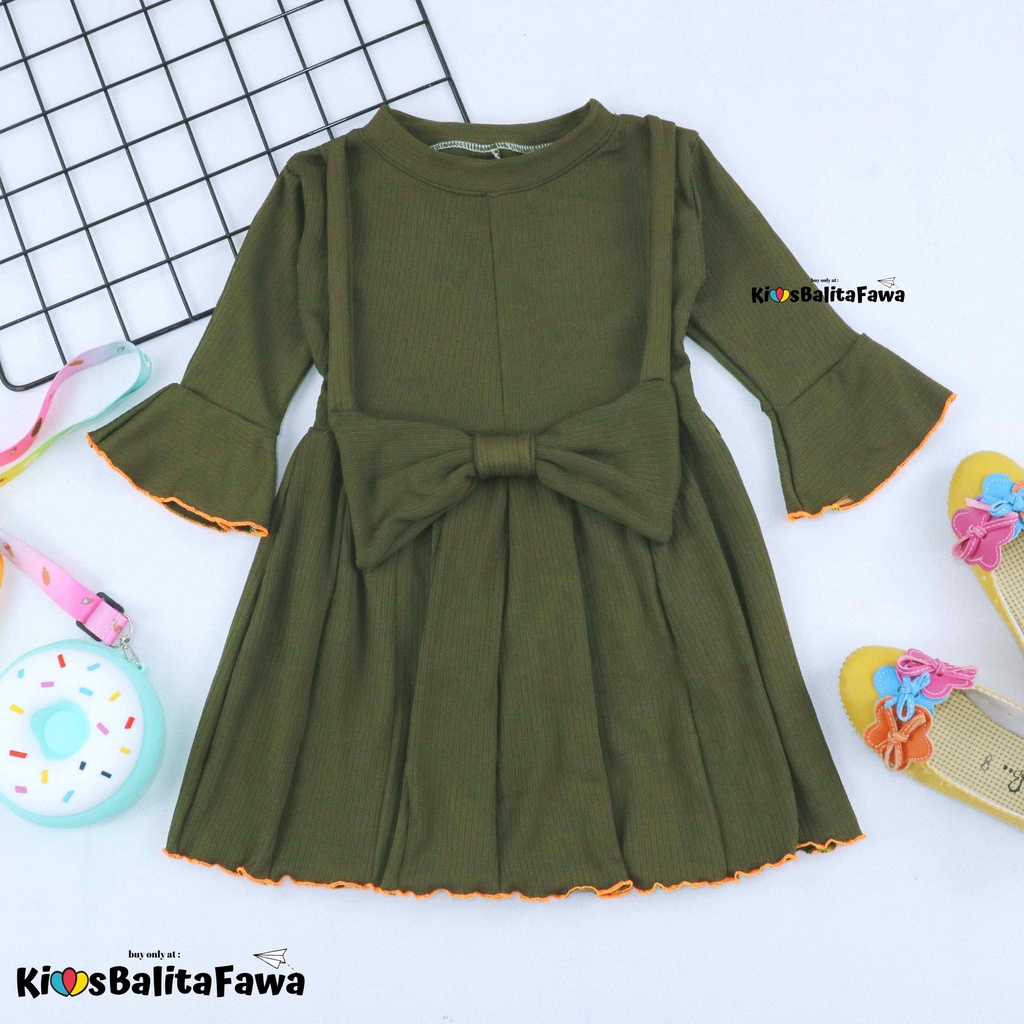 Overall Kirei uk 3-4Tahun / IMPORT Baju Gaun Pesta Dres Lengan Panjang Anak Perempuan Adem Murah