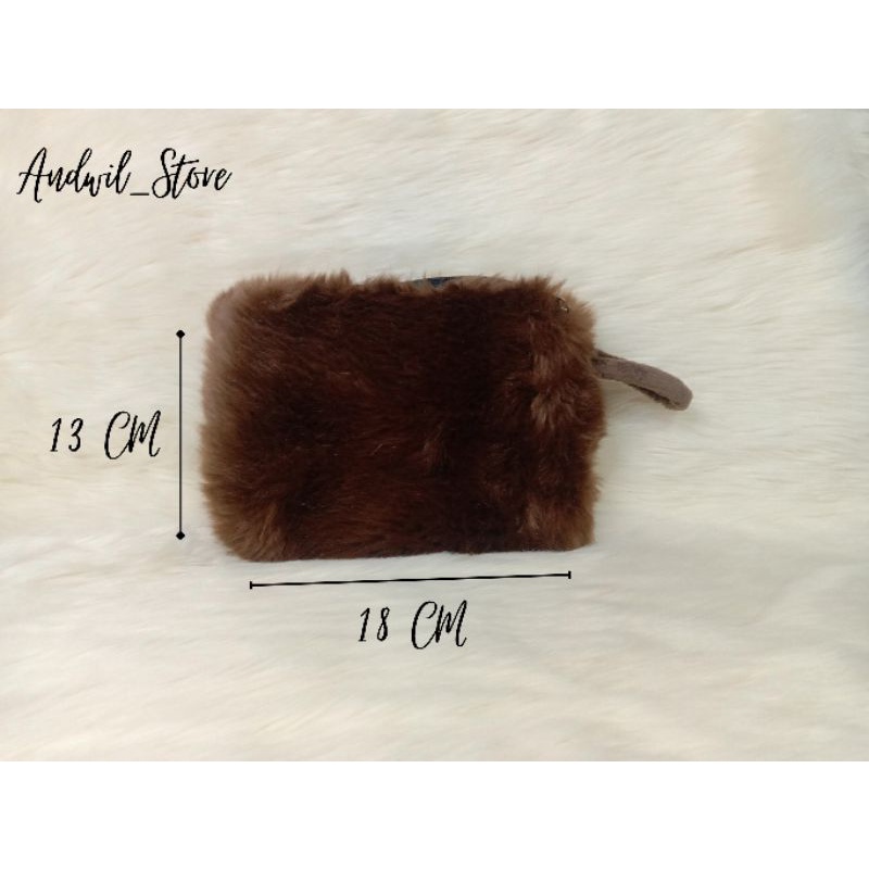 DOMPET BULU MINI LEMBUT DAN LUCU/ DOMPET BULU KECIL WARNA WARNI 1 RESLETING