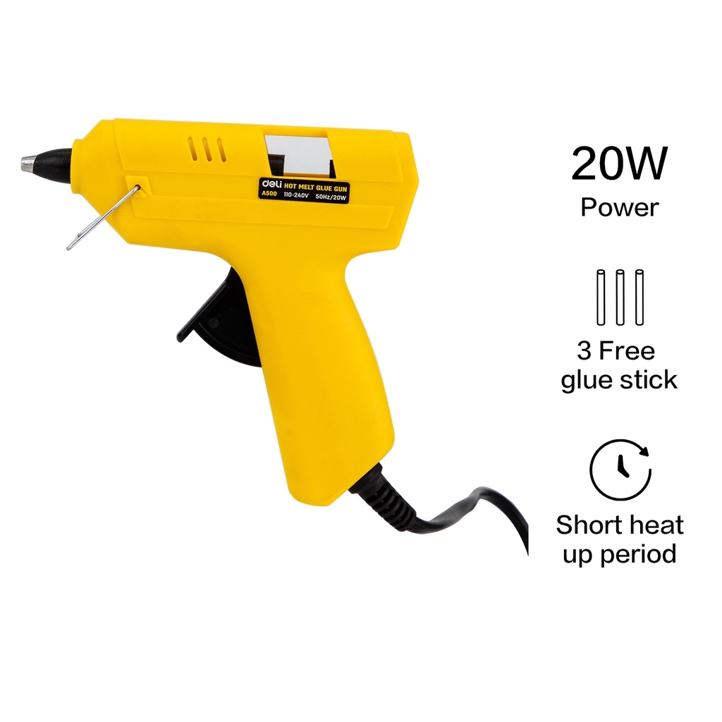 HAPPY TIME DELI LEM TEMBAK HOT MELT GLUE GUN STICK UP 20 WATT WARNA KUNING REFILL ISI ULANG EA50061 EA29812