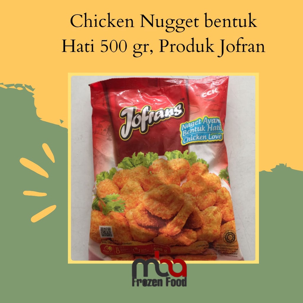 Chicken Nugget bentuk Hati 500 gr, Produk Jofran - FROZEN FOOD