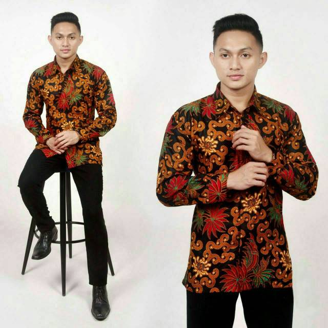 Kemeja Batik Pria PPBTK07 Modern Lengan Panjang Casual Modis Trendy masa kini M L XL ASLI PEKALONGAN