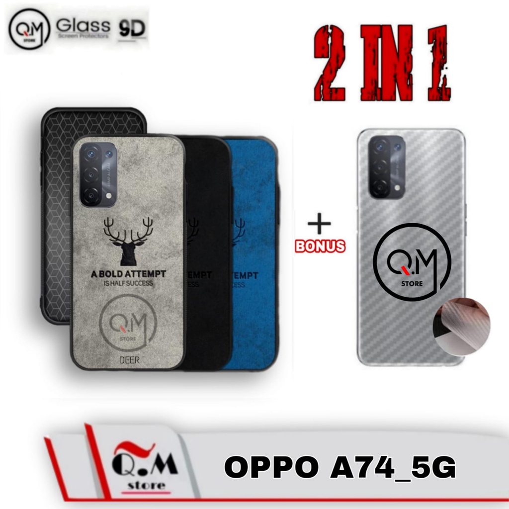 PAKET 2 IN1 Case Deer Oppo A74 5G Softcase Deer High Quality Pelindung Back Cover Casing Oppo A74 5G