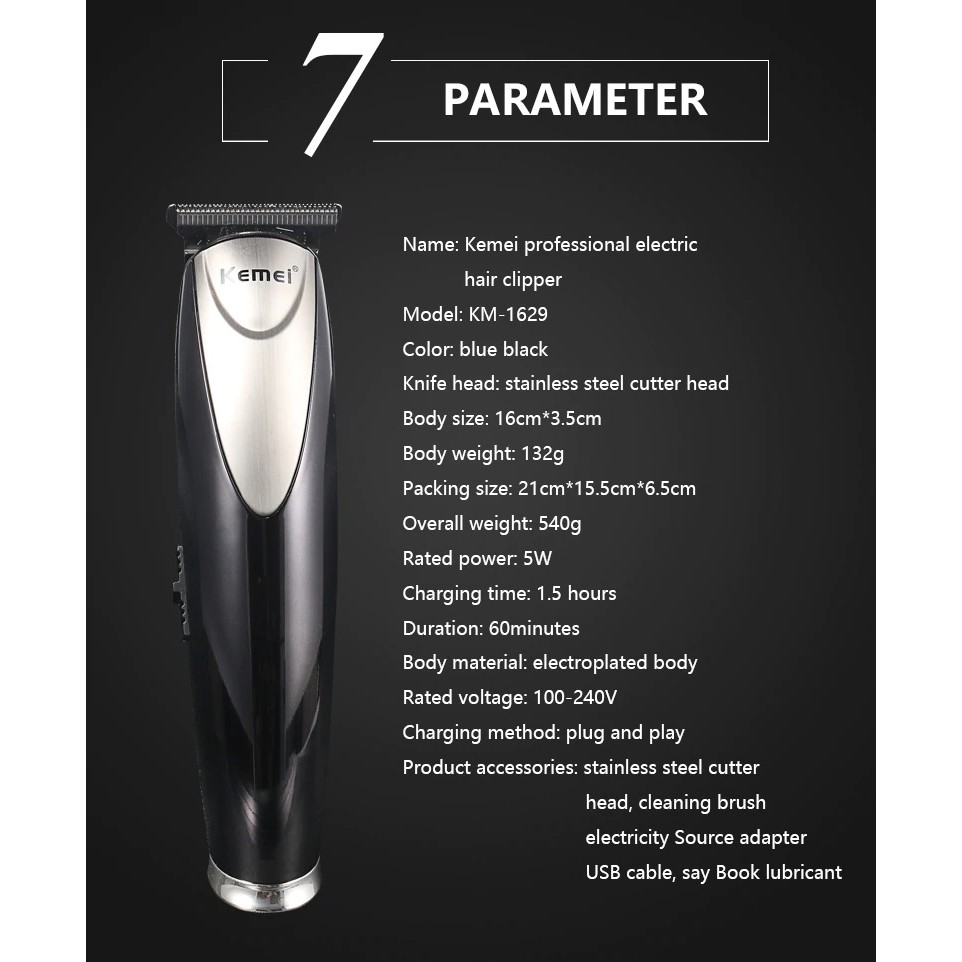 KEMEI KM-1629 - Professional Electric Hair Clipper with LCD Display - Alat Cukur Profesional