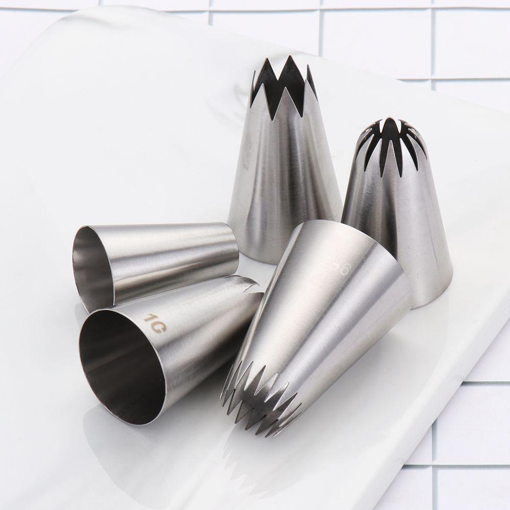 Solighter 5PCS Icing Piping Nozzle Bunga Bakery Pastry Tips Stainless Steel Aksesoris Dapur Cetakan Kue