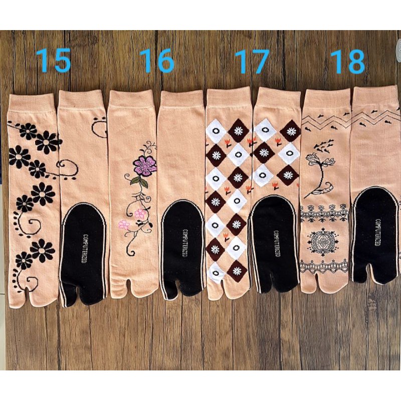 (20 MOTIF) KAOS KAKI JEMPOL NILON WANITA MOTIF MUSLIMAH DEWASA TAPAK HITAM-3