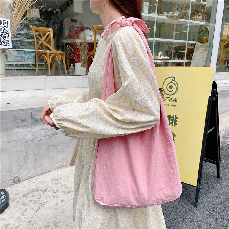 TC-141 tas canvas bahu belanja shopping bag simple import korea jepang