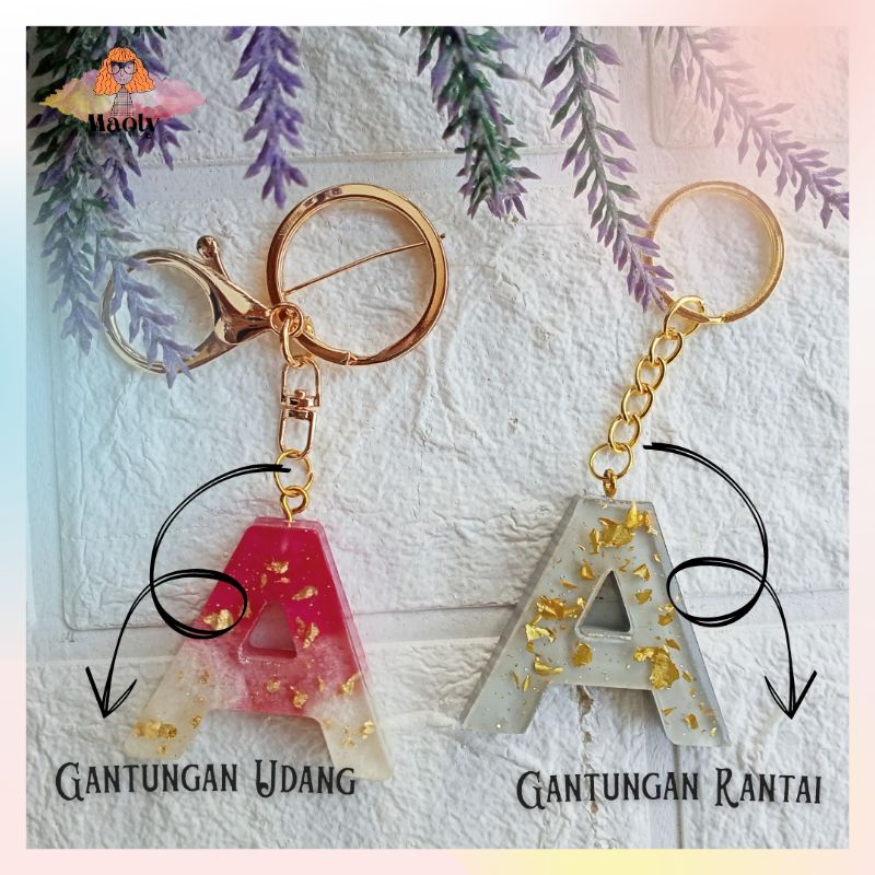 Pastel Letter Keychain Resin Gantungan Kunci Huruf Ganci Custom Nama Huruf Kado Hadiah Sovenir Hangtag Hampers