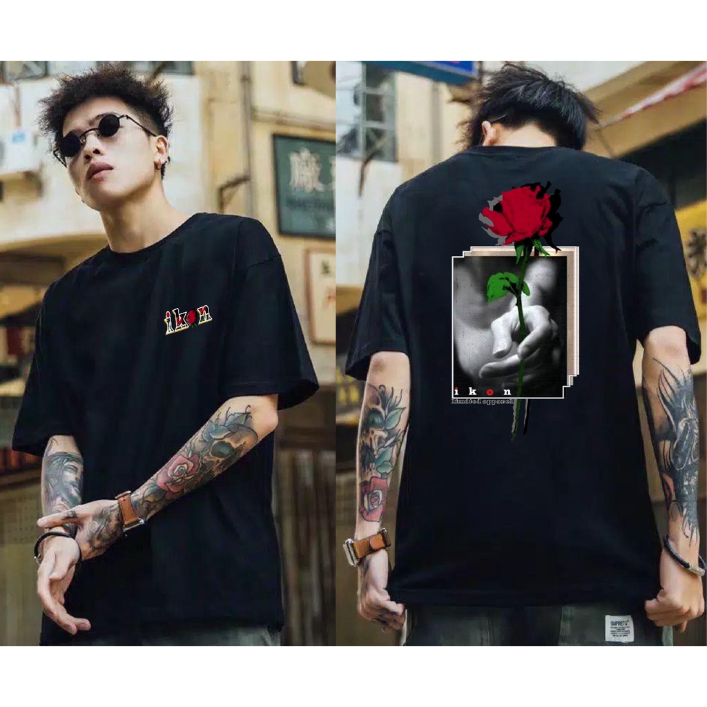 Kaos Premium Pria Tshirt Distro Icon Bunga Mawar