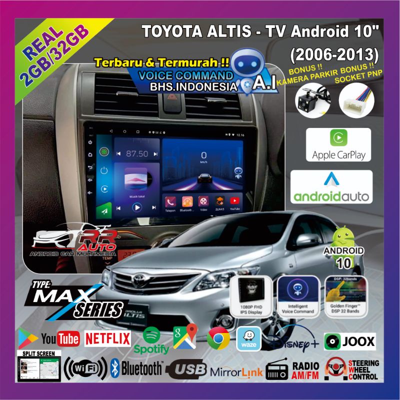 Jual Corolla Altis 20062013 Headunit Android 10, 2/32gb,IPS,Android