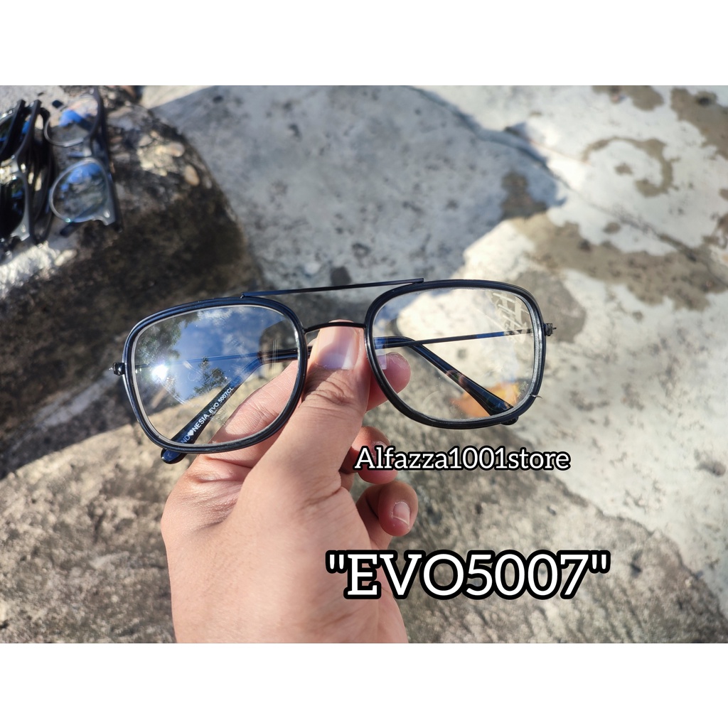 EVO5007-Frame Kacamata Tony Stark Lensa Fotocromic/Lensa Biasa Bahan Besi Ring Plastik