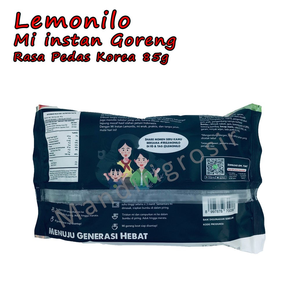 Mi goreng * Rasa Pedas Korea * Mi instan Goreng * 85g