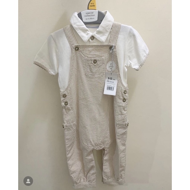 MOTHERCARE SALE SET DUNGAREES WHITE FOR BOY