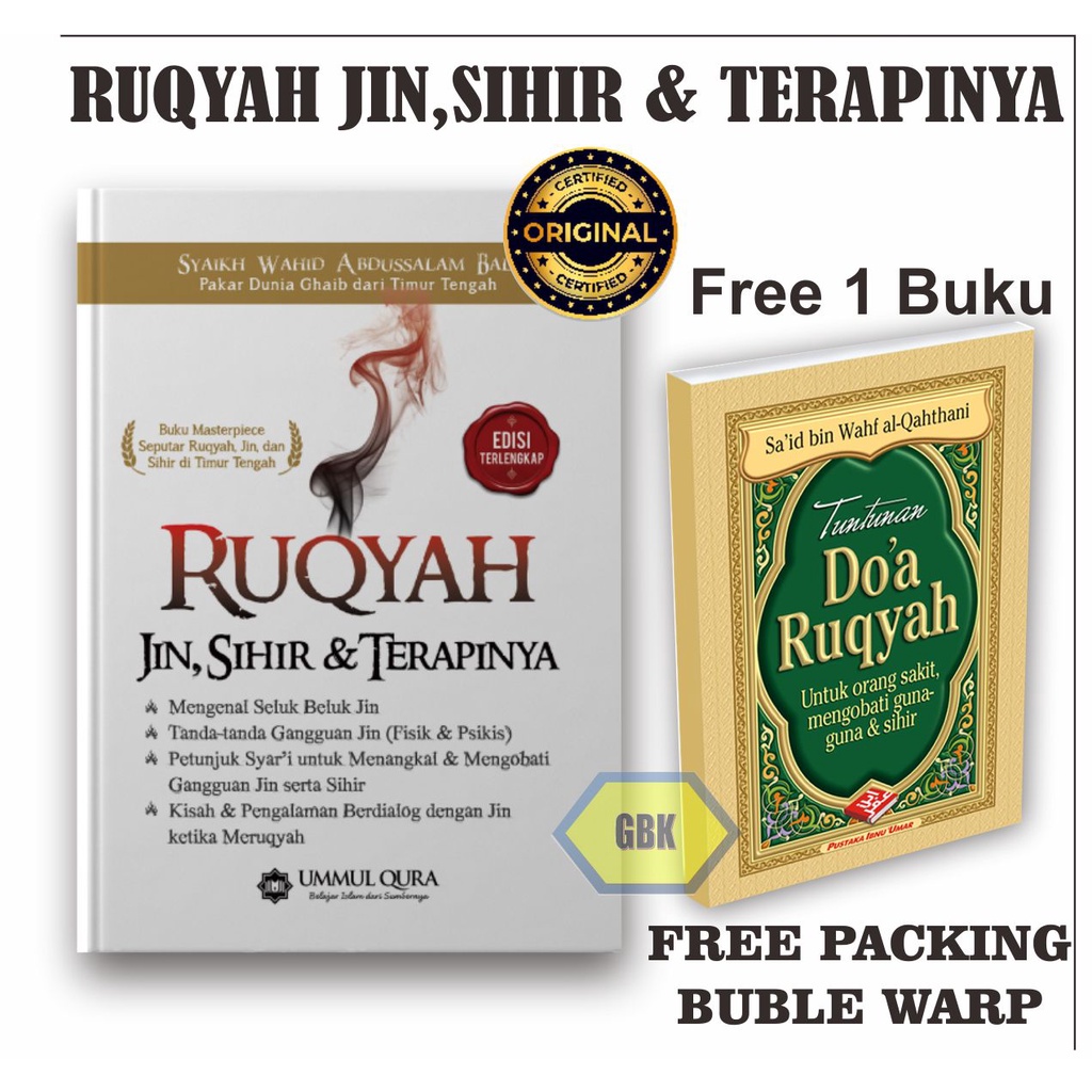 Ruqyah Jin Sihir dan Terapinya - Penerbit Ummul Qura (Free 1 Buku TUNTUNAN DO’A RUQYAH)