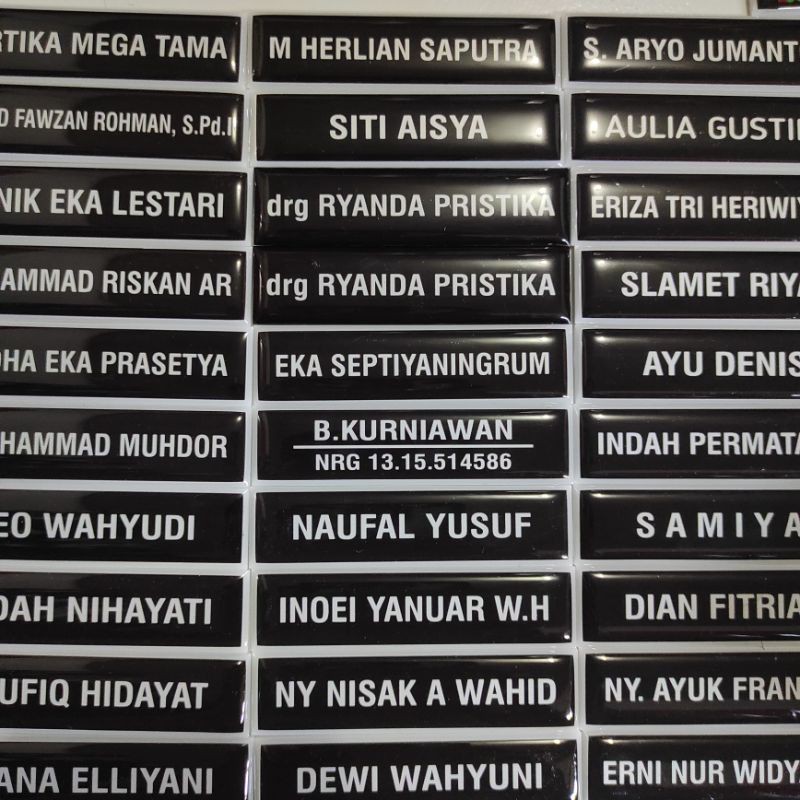 Nama Dada Name tag Nyoya Polisi TNI PNS Abdi Negara Papan nama TNI Bhayangkari nama dada Polisi, Persit, Sekolah, Perusahaan, Karyawan, Instansi 2x8 cm Resin Glass Cembung High Quality