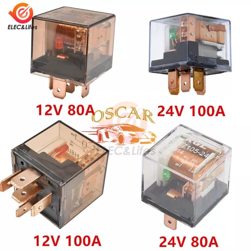 Relay Klakson /Relay Transparan 4 Kaki 5 Kaki 12V &amp; 24V 80A