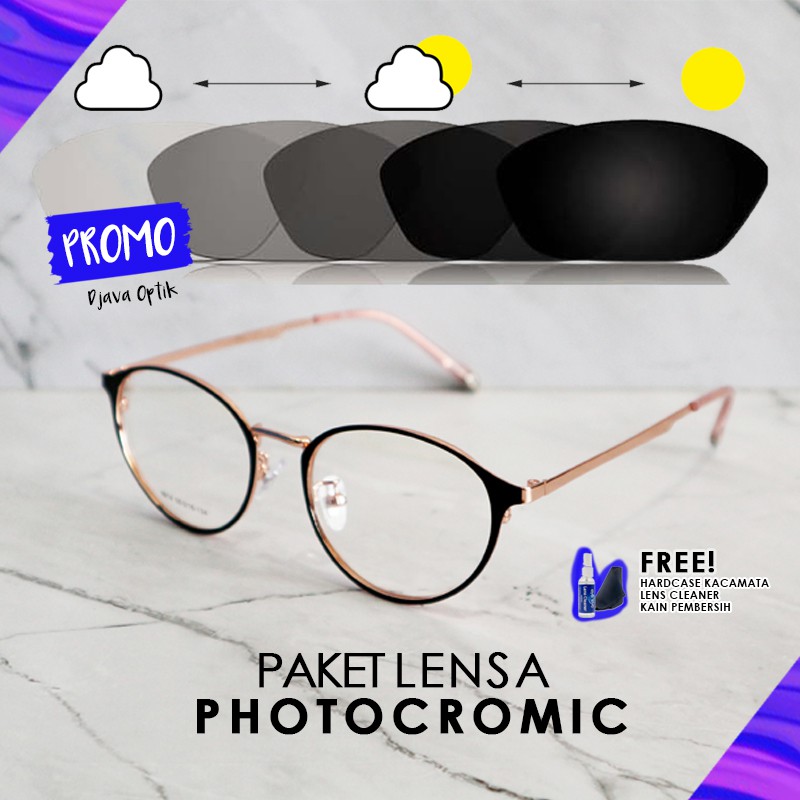 Kacamata Rp140.000 paket photocromic / photogrey 9614 free lensa minus berubah warna otomatis