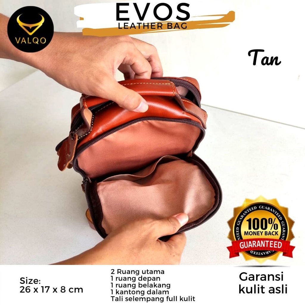 [VALQO] Tas EVOS Kulit Sapi Motif Buaya Slingbag Selempang Pria Wanita Dada Waistbag  bisa COD