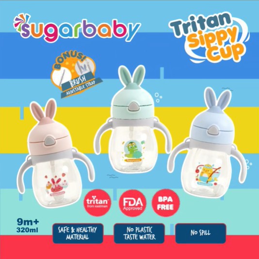 [FREE BUBBLE WRAP] Botol Sugar Baby Tritan Sippy Cup Star, Rabbit, 2in1, Kid Bottle