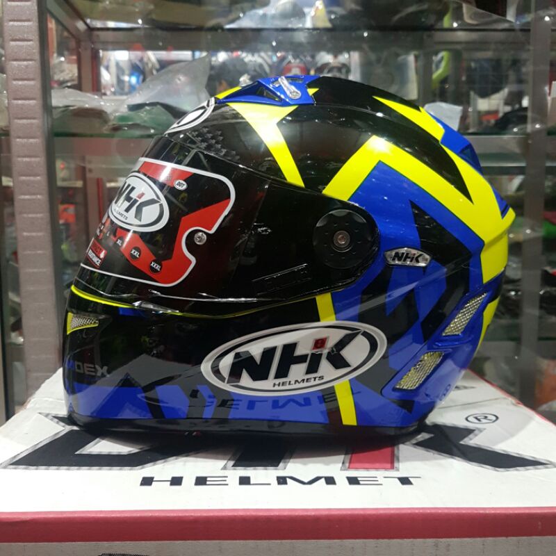 Nhk gp pro terminator tt racing skadron blue black fluo ddring helm balap murah