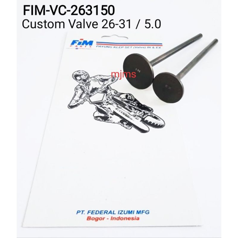 klep ukuran 31 26 batang 5mm merk FIM . klep racing FIM 31 26 5mm