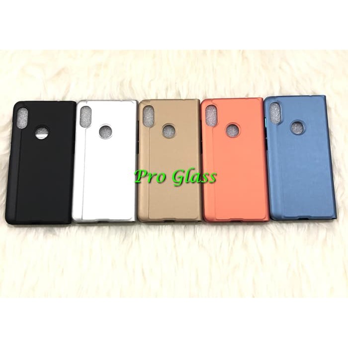 Xiaomi Redmi Note 6 Clear View Mirror Standing Flip Cover Case Premium