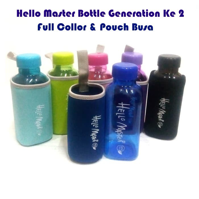 Botol Minum Generation 2 Hello Master Dengan Pouch Busa full collor