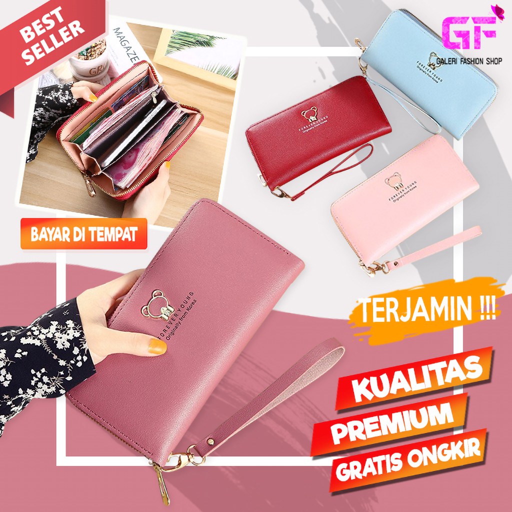 DOMPET LIPAT WANITA KARTU BESAR PANJANG KULIT FASHION WANITA CEWEK KOREA WALLET IMPORT MURAH GF689