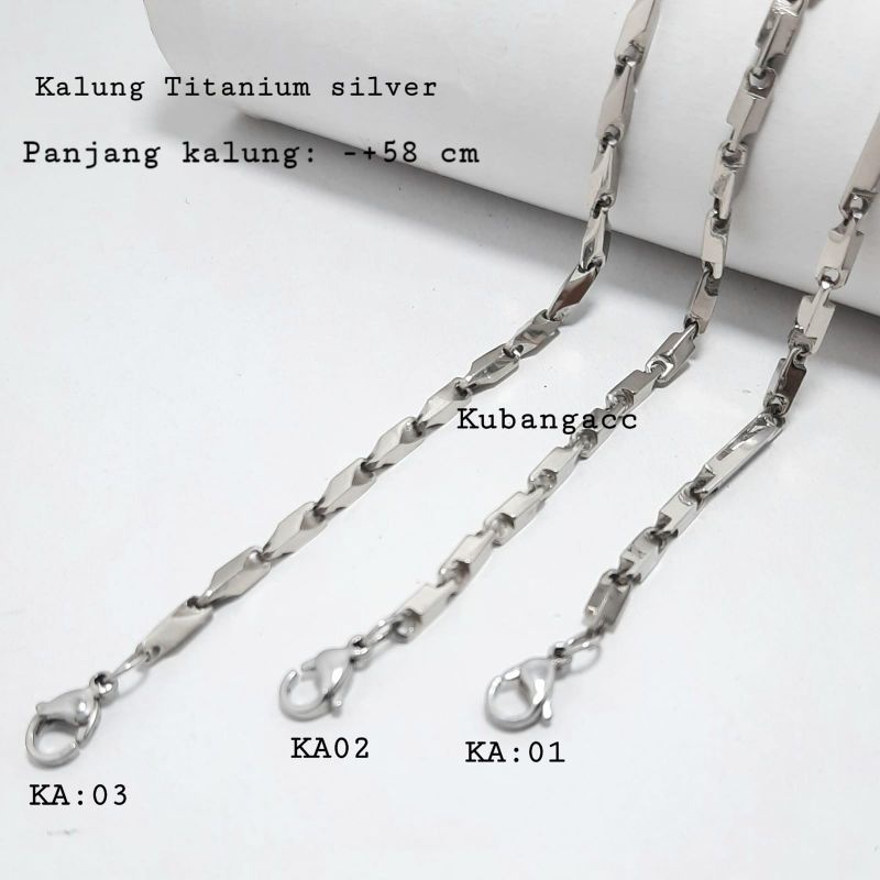 Arena Jewerly Kalung Titanium Pria Silver Kalung Pria Model Balok Titanium Murah Kalung Panjang
