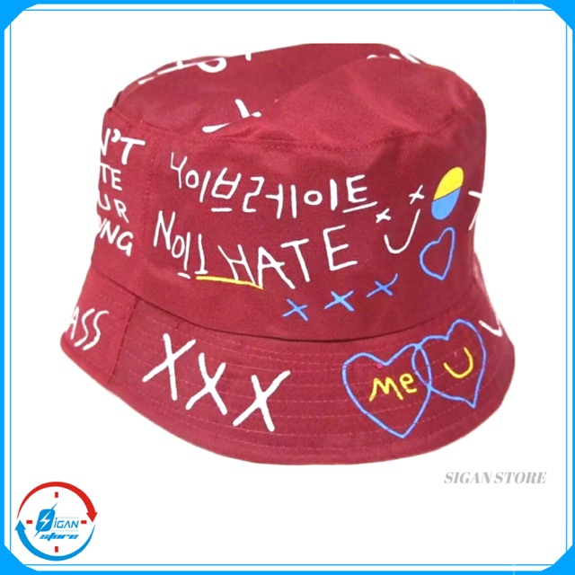 TOPI BUCKET KOREA SABLON TOPI BUCKET MURAH bucket korean  topi bucket bolak balik fisherman badas