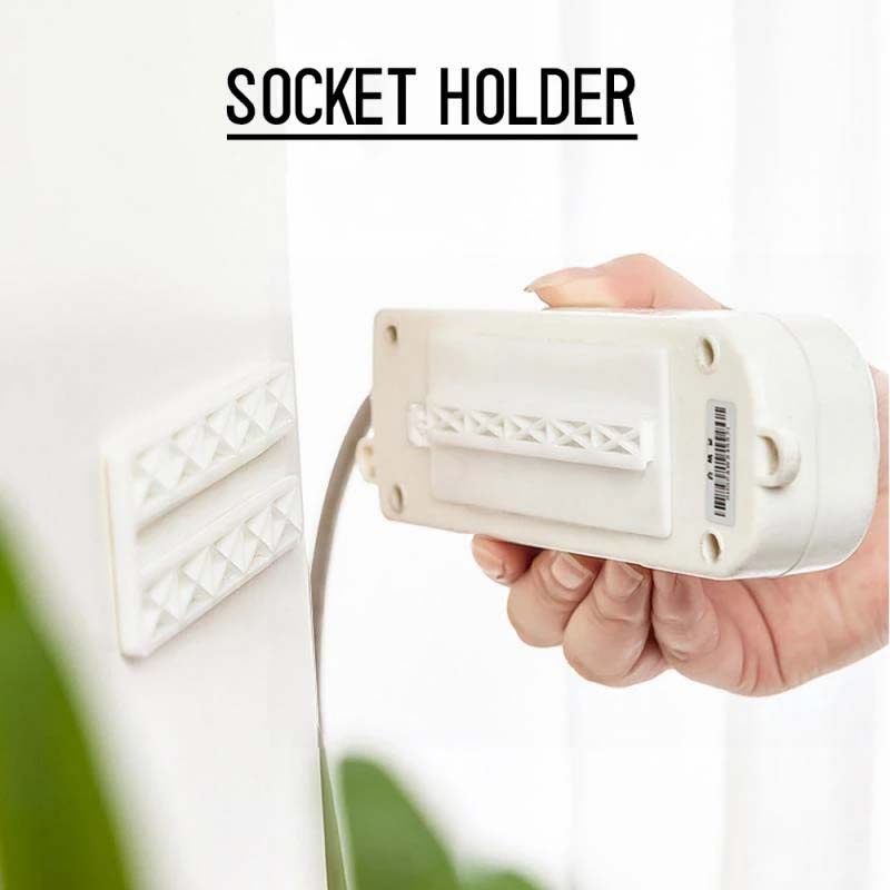 Wall-Mounted Sticker Plug Fixer Hook Cable Wire Power Strip Holder