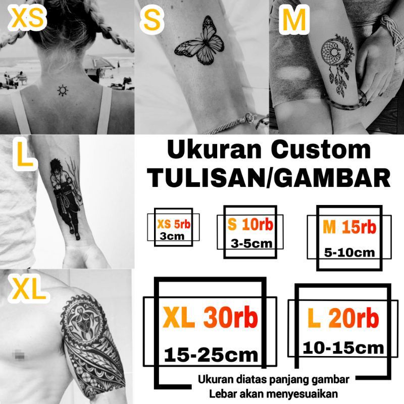 Custom Gambar dan Tulisan Gabungan Tato / Request Tato Temporer