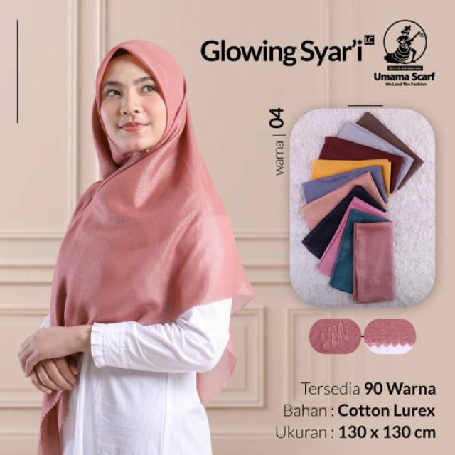 SEGIEMPAT GLOWING SYARI LC UMAMA SCARF / HIJAB JILBAB SQUARE GLOWING LUREX SYARI LASER CUT MURAH