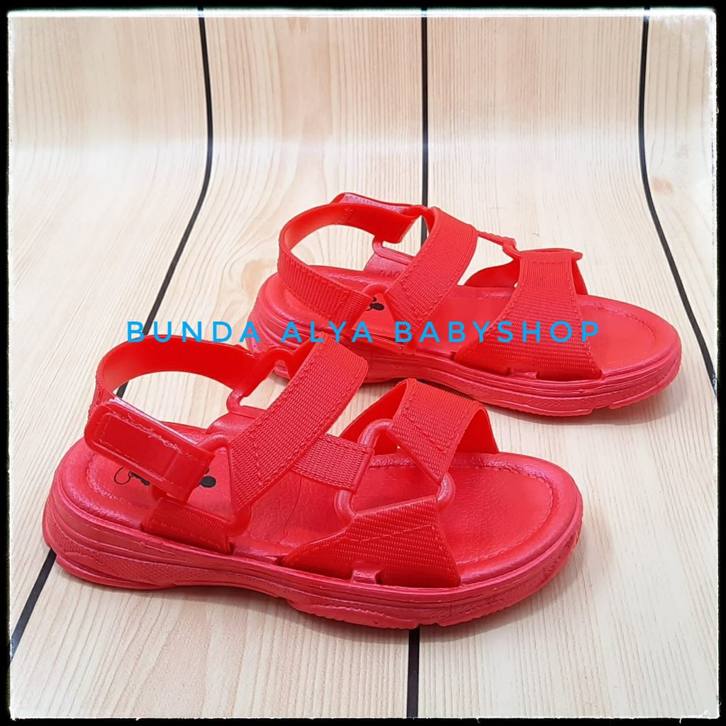 Sandal Anak Perempuan Lentur Usia 3 4 5 6 7 Tahun Anti Licin - Sendal Anak Cewek Tali MERAH Alas Karet Size 24 - 35