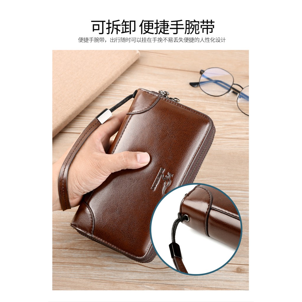 [ORIGINAL] Badenroo Dompet Tangan Kulit Double Resleting Pria Long Wallet RFID Protection Card Skimming Import