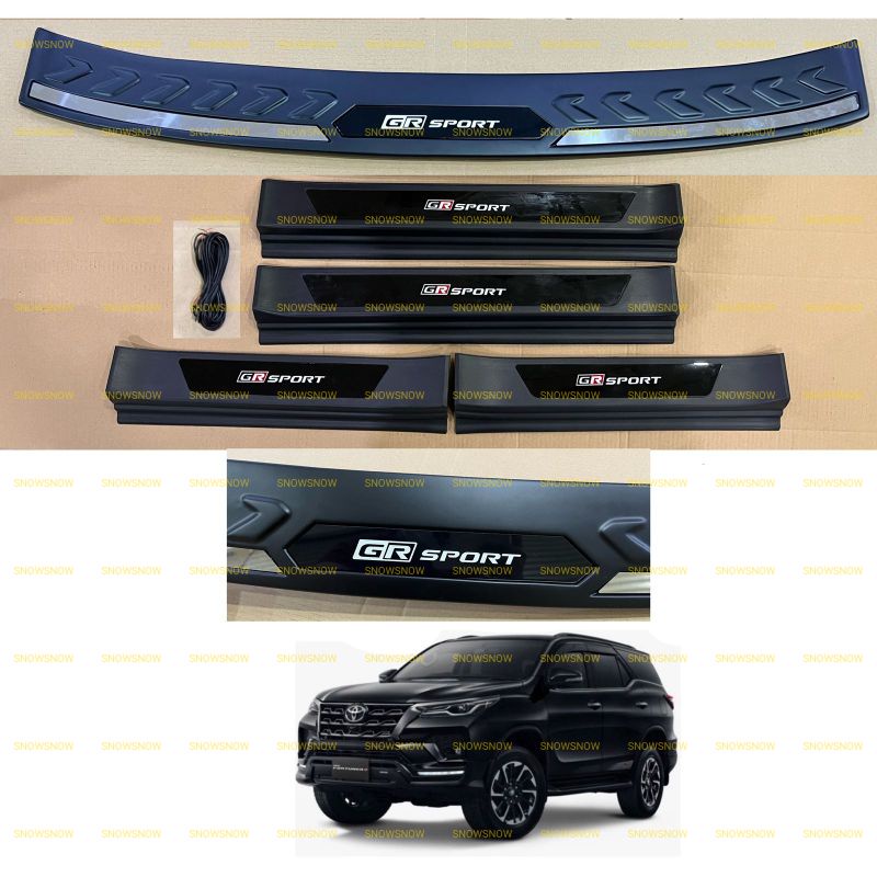 Paket Sillplate Samping Belakang All New Fortuner 2021 2022 Up Full GR SPORT Hitam Platinum Lampu LED