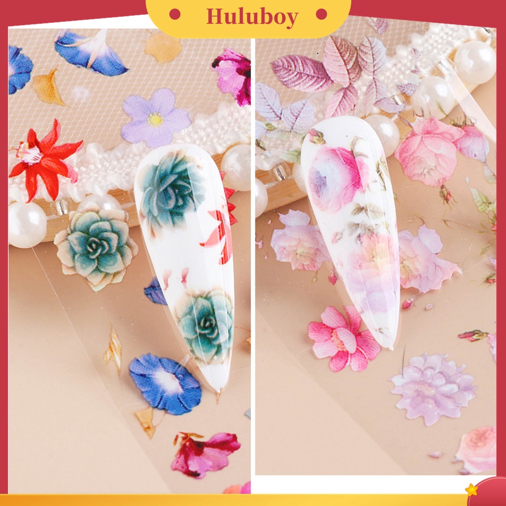 Huluboy Huluboy♡ 10 Pcs / Set Stiker Kuku Foils 3D Efek Daun Maple Warna-Warni Untuk Manicure