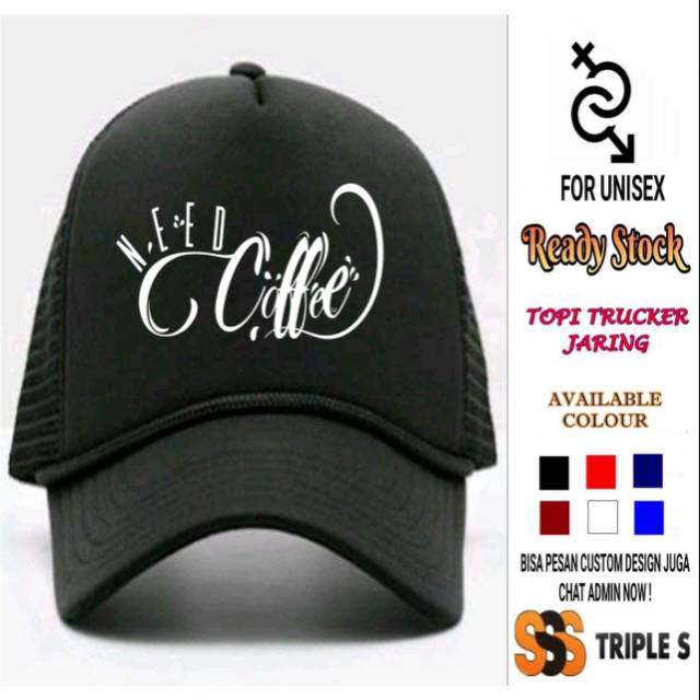 TOPI TRUCKER JARING NEED COFFEE TOPI PRIA KEREN GAUL
