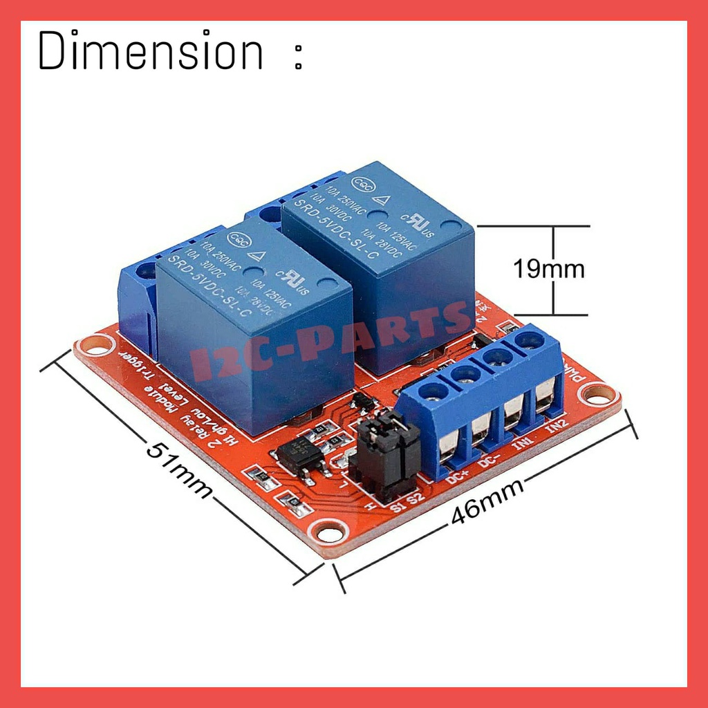 Relay 5V 2 Channel Module High / Low Level Trigger Opto Isolation 2 CH