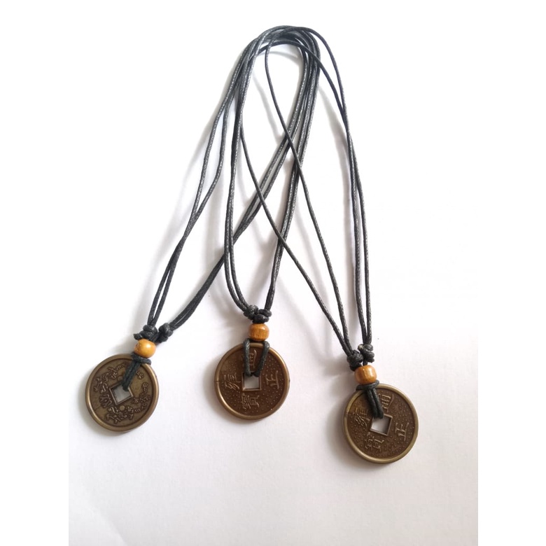 Kalung Pria Tali Cowok Keren Liontin Koin  Premium Termurah