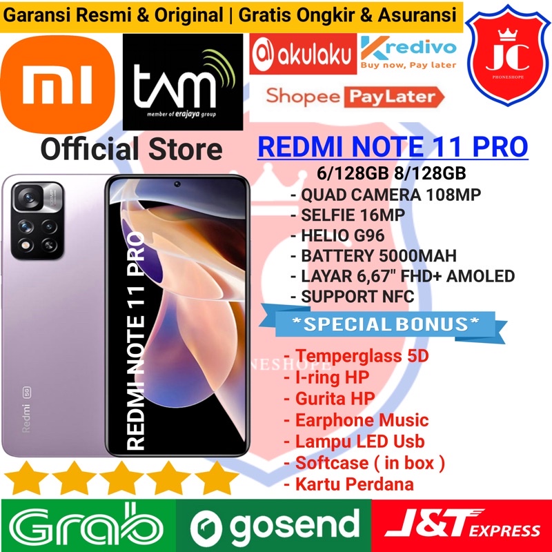 XIAOMI REDMI NOTE 11 PRO 4G NFC RAM 8/128GB 6/128GB GARANSI RESMI TAM XIAOMI INDONESIA - BONUS